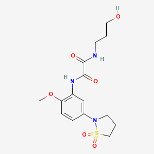 molecular formula C15H21N3O6S B2393154 N'-[5-(1,1-dioxo-1lambda6,2-thiazolidin-2-yl)-2-methoxyphenyl]-N-(3-hydroxypropyl)ethanediamide CAS No. 1105229-17-1