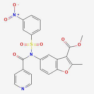molecular formula C23H17N3O8S B2393168 methyl 2-methyl-5-(N-((3-nitrophenyl)sulfonyl)isonicotinamido)benzofuran-3-carboxylate CAS No. 448213-33-0