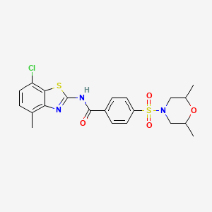 molecular formula C21H22ClN3O4S2 B2393183 N-(7-chloro-4-methyl-1,3-benzothiazol-2-yl)-4-[(2,6-dimethylmorpholin-4-yl)sulfonyl]benzamide CAS No. 905685-61-2