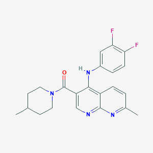molecular formula C22H22F2N4O B2393196 N-(3,4-difluorophenyl)-7-methyl-3-(4-methylpiperidine-1-carbonyl)-1,8-naphthyridin-4-amine CAS No. 1251611-33-2