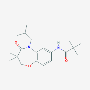 molecular formula C20H30N2O3 B2393197 N-(5-isobutyl-3,3-dimethyl-4-oxo-2,3,4,5-tetrahydrobenzo[b][1,4]oxazepin-7-yl)pivalamide CAS No. 921565-46-0