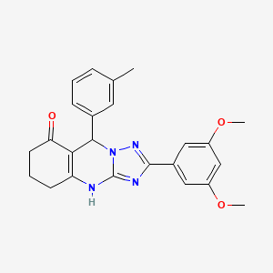 molecular formula C24H24N4O3 B2393214 2-(3,5-dimethoxyphenyl)-9-(m-tolyl)-5,6,7,9-tetrahydro-[1,2,4]triazolo[5,1-b]quinazolin-8(4H)-one CAS No. 539844-84-3