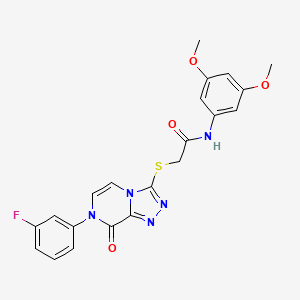 molecular formula C21H18FN5O4S B2393249 N-(3,5-dimethoxyphenyl)-2-{[7-(3-fluorophenyl)-8-oxo-7H,8H-[1,2,4]triazolo[4,3-a]pyrazin-3-yl]sulfanyl}acetamide CAS No. 1224015-91-1