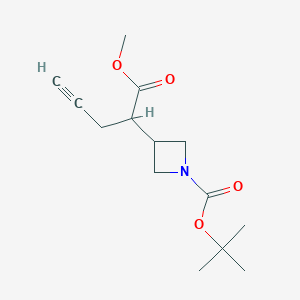 molecular formula C14H21NO4 B2393277 Tert-butyl 3-(1-methoxy-1-oxopent-4-yn-2-yl)azetidine-1-carboxylate CAS No. 2408971-24-2
