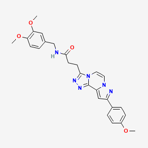 molecular formula C26H26N6O4 B2393300 N-(3,4-dimethoxybenzyl)-3-[9-(4-methoxyphenyl)pyrazolo[1,5-a][1,2,4]triazolo[3,4-c]pyrazin-3-yl]propanamide CAS No. 1207051-83-9