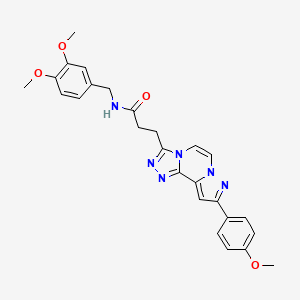 N-[(3,4-dimethoxyphenyl)methyl]-3-[11-(4-methoxyphenyl)-3,4,6,9,10-pentazatricyclo[7.3.0.02,6]dodeca-1(12),2,4,7,10-pentaen-5-yl]propanamide