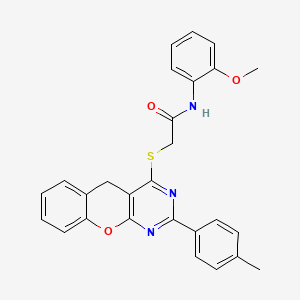 N-(2-methoxyphenyl)-2-((2-(p-tolyl)-5H-chromeno[2,3-d]pyrimidin-4-yl)thio)acetamide