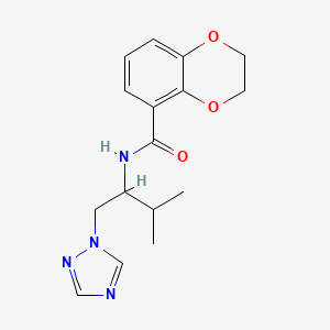 molecular formula C16H20N4O3 B2393320 N-(3-methyl-1-(1H-1,2,4-triazol-1-yl)butan-2-yl)-2,3-dihydrobenzo[b][1,4]dioxine-5-carboxamide CAS No. 2034306-42-6