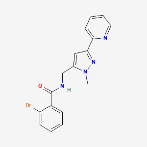 2-Bromo-N-[(2-methyl-5-pyridin-2-ylpyrazol-3-yl)methyl]benzamide
