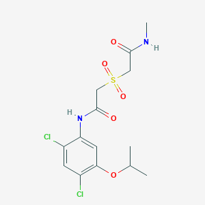molecular formula C14H18Cl2N2O5S B2393338 2-{[2-(2,4-dichloro-5-isopropoxyanilino)-2-oxoethyl]sulfonyl}-N-methylacetamide CAS No. 341964-56-5