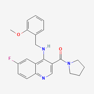 (6-Fluoro-4-((2-methoxybenzyl)amino)quinolin-3-yl)(pyrrolidin-1-yl)methanone