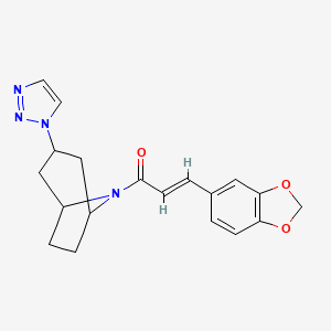 molecular formula C19H20N4O3 B2393389 (2E)-3-(2H-1,3-benzodioxol-5-yl)-1-[3-(1H-1,2,3-triazol-1-yl)-8-azabicyclo[3.2.1]octan-8-yl]prop-2-en-1-one CAS No. 2210242-53-6