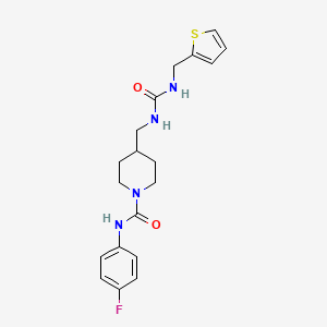 molecular formula C19H23FN4O2S B2393403 N-(4-fluorophenyl)-4-((3-(thiophen-2-ylmethyl)ureido)methyl)piperidine-1-carboxamide CAS No. 1234883-81-8