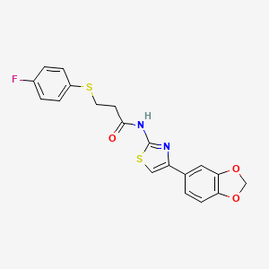 N-(4-(benzo[d][1,3]dioxol-5-yl)thiazol-2-yl)-3-((4-fluorophenyl)thio)propanamide
