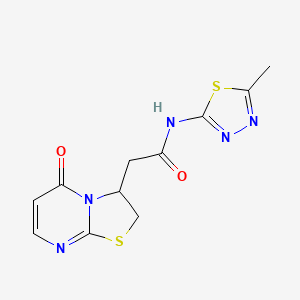 molecular formula C11H11N5O2S2 B2393517 N-(5-methyl-1,3,4-thiadiazol-2-yl)-2-(5-oxo-3,5-dihydro-2H-thiazolo[3,2-a]pyrimidin-3-yl)acetamide CAS No. 952964-66-8