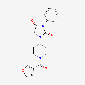 molecular formula C19H19N3O4 B2393549 1-(1-(Furan-3-carbonyl)piperidin-4-yl)-3-phenylimidazolidine-2,4-dione CAS No. 2034604-27-6
