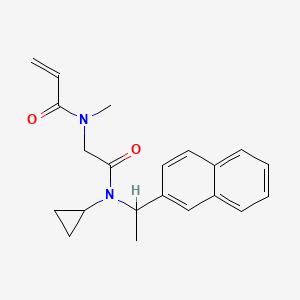 molecular formula C21H24N2O2 B2393551 N-[2-[Cyclopropyl(1-naphthalen-2-ylethyl)amino]-2-oxoethyl]-N-methylprop-2-enamide CAS No. 2198315-48-7