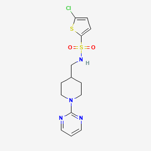 molecular formula C14H17ClN4O2S2 B2393553 5-chloro-N-((1-(pyrimidin-2-yl)piperidin-4-yl)methyl)thiophene-2-sulfonamide CAS No. 1234953-88-8