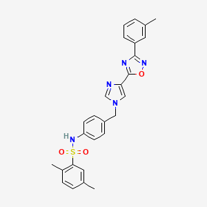 B2393556 2,5-dimethyl-N-(4-((4-(3-(m-tolyl)-1,2,4-oxadiazol-5-yl)-1H-imidazol-1-yl)methyl)phenyl)benzenesulfonamide CAS No. 1111150-96-9
