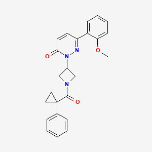 molecular formula C24H23N3O3 B2393568 6-(2-Methoxyphenyl)-2-[1-(1-phenylcyclopropanecarbonyl)azetidin-3-yl]pyridazin-3-one CAS No. 2380186-12-7
