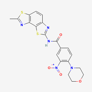 molecular formula C20H17N5O4S2 B2393589 N-{11-methyl-3,10-dithia-5,12-diazatricyclo[7.3.0.0^{2,6}]dodeca-1(9),2(6),4,7,11-pentaen-4-yl}-4-(morpholin-4-yl)-3-nitrobenzamide CAS No. 476641-01-7