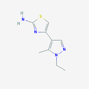 molecular formula C9H12N4S B2393615 4-(1-Ethyl-5-methyl-1H-pyrazol-4-yl)-thiazol-2-ylamine CAS No. 956364-01-5