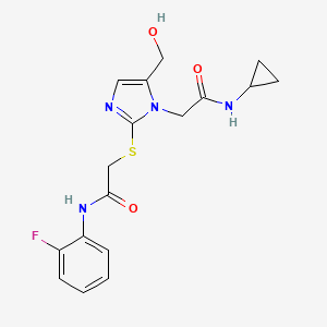 N-cyclopropyl-2-(2-((2-((2-fluorophenyl)amino)-2-oxoethyl)thio)-5-(hydroxymethyl)-1H-imidazol-1-yl)acetamide