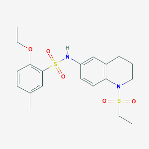 molecular formula C20H26N2O5S2 B2393657 2-ethoxy-N-(1-(ethylsulfonyl)-1,2,3,4-tetrahydroquinolin-6-yl)-5-methylbenzenesulfonamide CAS No. 946297-21-8