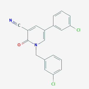 molecular formula C19H12Cl2N2O B2393658 5-(3-Chlorophenyl)-1-[(3-chlorophenyl)methyl]-2-oxopyridine-3-carbonitrile CAS No. 338954-87-3