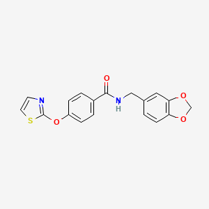molecular formula C18H14N2O4S B2393660 N-[(2H-1,3-benzodioxol-5-yl)methyl]-4-(1,3-thiazol-2-yloxy)benzamide CAS No. 1903607-00-0