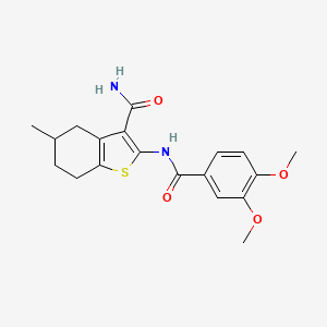 molecular formula C19H22N2O4S B2393699 2-(3,4-Dimethoxybenzamido)-5-methyl-4,5,6,7-tetrahydrobenzo[b]thiophene-3-carboxamide CAS No. 330190-36-8