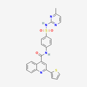 molecular formula C25H19N5O3S2 B2393705 N-{4-[(4-methylpyrimidin-2-yl)sulfamoyl]phenyl}-2-(thiophen-2-yl)quinoline-4-carboxamide CAS No. 544659-54-3