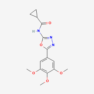 molecular formula C15H17N3O5 B2393716 N-[5-(3,4,5-trimethoxyphenyl)-1,3,4-oxadiazol-2-yl]cyclopropanecarboxamide CAS No. 891120-55-1