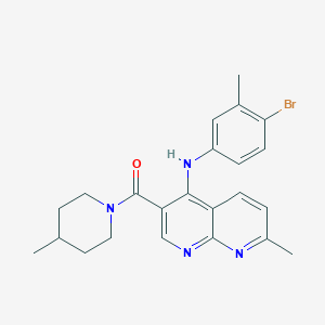 molecular formula C23H25BrN4O B2393747 N-(4-bromo-3-methylphenyl)-7-methyl-3-(4-methylpiperidine-1-carbonyl)-1,8-naphthyridin-4-amine CAS No. 1251571-40-0