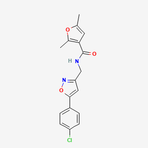 molecular formula C17H15ClN2O3 B2393752 N-((5-(4-chlorophenyl)isoxazol-3-yl)methyl)-2,5-dimethylfuran-3-carboxamide CAS No. 1207023-32-2