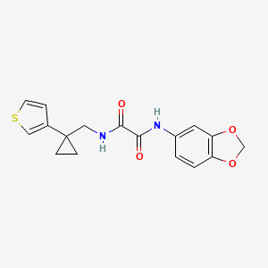 molecular formula C17H16N2O4S B2393772 N'-(1,3-Benzodioxol-5-yl)-N-[(1-thiophen-3-ylcyclopropyl)methyl]oxamide CAS No. 2415502-54-2