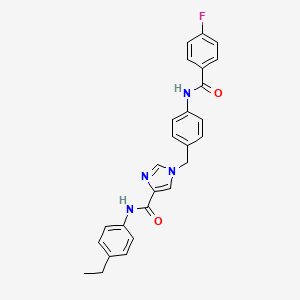 molecular formula C26H23FN4O2 B2393794 N-(4-ethylphenyl)-1-(4-(4-fluorobenzamido)benzyl)-1H-imidazole-4-carboxamide CAS No. 1251574-08-9