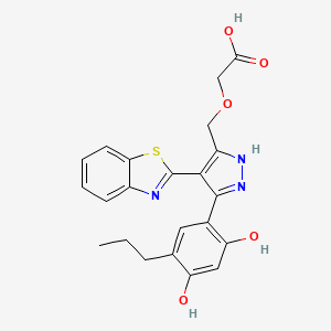 molecular formula C22H21N3O5S B2393795 2-((4-(benzo[d]thiazol-2-yl)-3-(2,4-dihydroxy-5-propylphenyl)-1H-pyrazol-5-yl)methoxy)acetic acid CAS No. 1095077-76-1