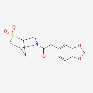 2-(Benzo[d][1,3]dioxol-5-yl)-1-(2,2-dioxido-2-thia-5-azabicyclo[2.2.1]heptan-5-yl)ethanone