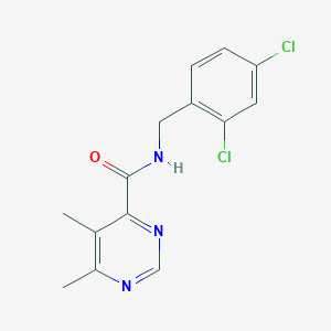 molecular formula C14H13Cl2N3O B2393834 N-[(2,4-Dichlorophenyl)methyl]-5,6-dimethylpyrimidine-4-carboxamide CAS No. 2415533-93-4