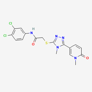 molecular formula C17H15Cl2N5O2S B2393838 N-(3,4-dichlorophenyl)-2-((4-methyl-5-(1-methyl-6-oxo-1,6-dihydropyridin-3-yl)-4H-1,2,4-triazol-3-yl)thio)acetamide CAS No. 1105229-85-3
