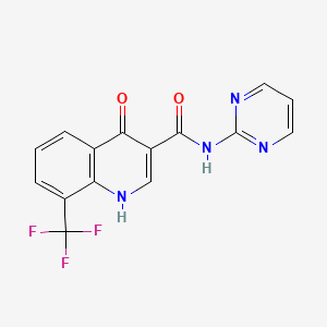 molecular formula C15H9F3N4O2 B2393844 4-hydroxy-N-(pyrimidin-2-yl)-8-(trifluoromethyl)quinoline-3-carboxamide CAS No. 114350-70-8