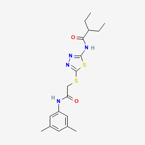 molecular formula C18H24N4O2S2 B2393861 N-(5-((2-((3,5-dimethylphenyl)amino)-2-oxoethyl)thio)-1,3,4-thiadiazol-2-yl)-2-ethylbutanamide CAS No. 392296-10-5