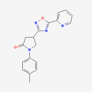 molecular formula C18H16N4O2 B2393868 1-(4-methylphenyl)-4-[5-(pyridin-2-yl)-1,2,4-oxadiazol-3-yl]pyrrolidin-2-one CAS No. 1171996-83-0
