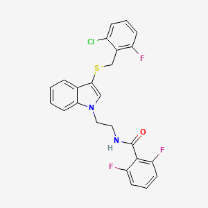 molecular formula C24H18ClF3N2OS B2393874 N-(2-(3-((2-chloro-6-fluorobenzyl)thio)-1H-indol-1-yl)ethyl)-2,6-difluorobenzamide CAS No. 533865-92-8