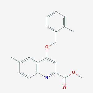 molecular formula C20H19NO3 B2393898 methyl 6-methyl-4-[(2-methylphenyl)methoxy]quinoline-2-carboxylate CAS No. 1358396-93-6