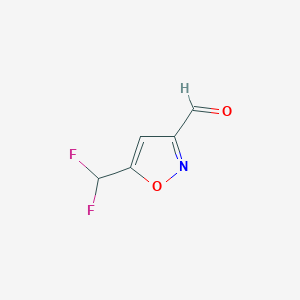 molecular formula C5H3F2NO2 B2393903 5-(Difluoromethyl)-1,2-oxazole-3-carbaldehyde CAS No. 1782805-29-1