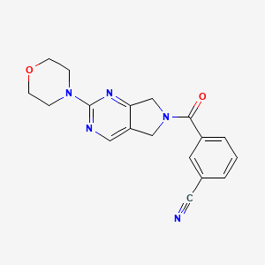molecular formula C18H17N5O2 B2393905 3-(2-morpholino-6,7-dihydro-5H-pyrrolo[3,4-d]pyrimidine-6-carbonyl)benzonitrile CAS No. 2034273-16-8