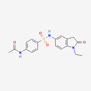 molecular formula C18H19N3O4S B2393907 N-(4-(N-(1-ethyl-2-oxoindolin-5-yl)sulfamoyl)phenyl)acetamide CAS No. 921556-20-9