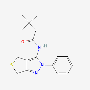 molecular formula C17H21N3OS B2393946 3,3-dimethyl-N-{2-phenyl-2H,4H,6H-thieno[3,4-c]pyrazol-3-yl}butanamide CAS No. 893929-85-6